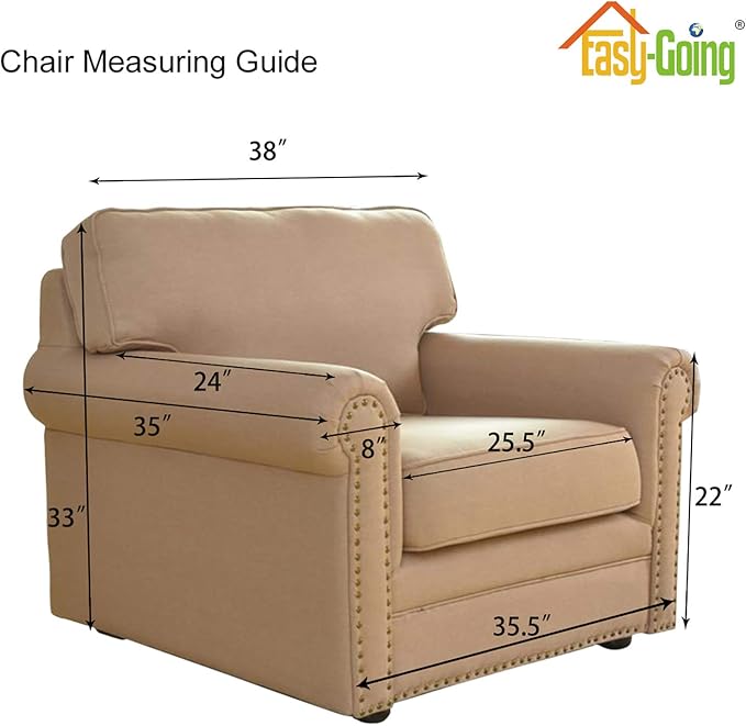 Easy-Going Stretch Chair Sofa Slipcover 1-Piece Couch Sofa Cover Furniture Protector Soft with Elastic Bottom for Kids, Pet. Spandex Jacquard Fabric Small Checks (Chair, Golden)