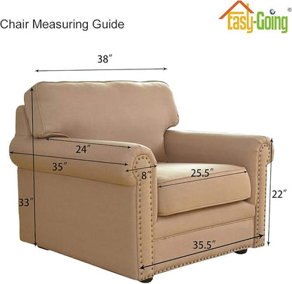 Easy-Going Stretch Chair Sofa Slipcover 1-Piece Couch Sofa Cover Furniture Protector Soft with Elastic Bottom for Kids, Pet. Spandex Jacquard Fabric Small Checks (Chair, Golden)