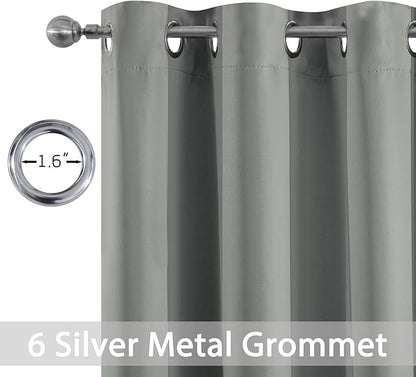 Yakamok Dove Grey Room Darking 72 Inch Length 2 Panel Sets for Livingroom Dining Room Darkening Thermal Insulated Bay Window Hotel Modern Elegant Black Out Sunblock Curtins/Bedroom,38 x 72 Inches
