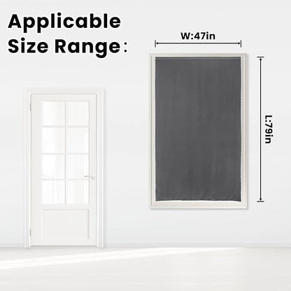 Magic Tape Stick On Curtains Window Shades Pull Down Blackout Window Cover Blackout Curtains for Bedroom No Drillng Self Adhesive Curtains No Rod Small Curtain, 47" W X 79" L, Grey, 1 Panel