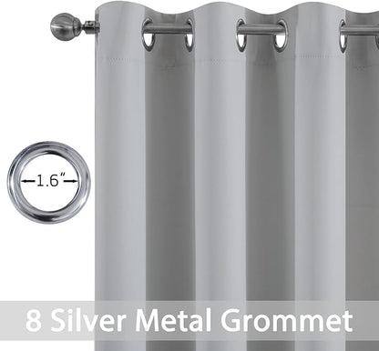 Yakamok 36 Inch Blackout Curtains Panels with Grommets - Room Darkening Thermal Insulated Window Drapes for Living Room/Bedroom,Light Grey, 52W x 36L, 2 Panels