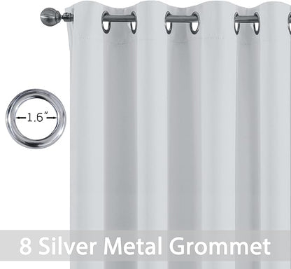 Yakamok Blackout Curtains Room Darkening Thermal Insulated Window Panels,Solid Grommet Top Drapes for Bedroom/Living Room(52Wx90L,Greyish White, 2 Panels)