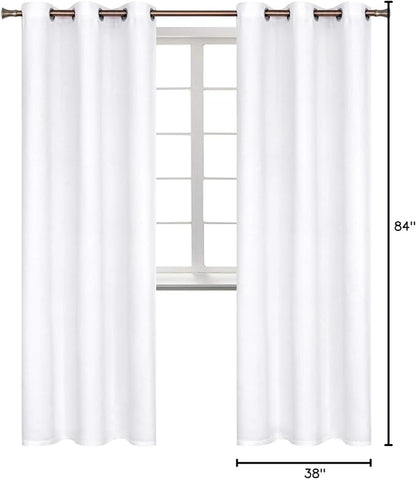 BGment Room Darkening Curtains 84 Inches Long - Grommet Thermal Insulated Drapes Window Treatment Curtains for Bedroom, 2 Panels, 38 x 84 Inch, Pure White