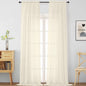 Cream Sheer Curtains 120 Inches Long 2 Panels, Extra Long Light Filtering Modern Window Curtains for Sliding Glass Door, Rod Pocket Voile Drapes for Living Room Bedroom, 2x42Wx120L Inches