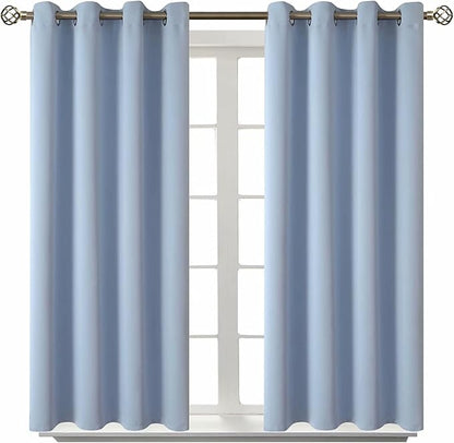 BGment Blackout Curtains for Living Room - Grommet Thermal Insulated Room Darkening Curtains for Bedroom, 2 Panels of 52 x 54 Inch, Spa Blue