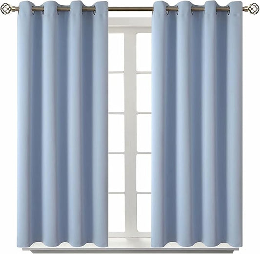 BGment Blackout Curtains for Living Room - Grommet Thermal Insulated Room Darkening Curtains for Bedroom, 2 Panels of 52 x 54 Inch, Spa Blue