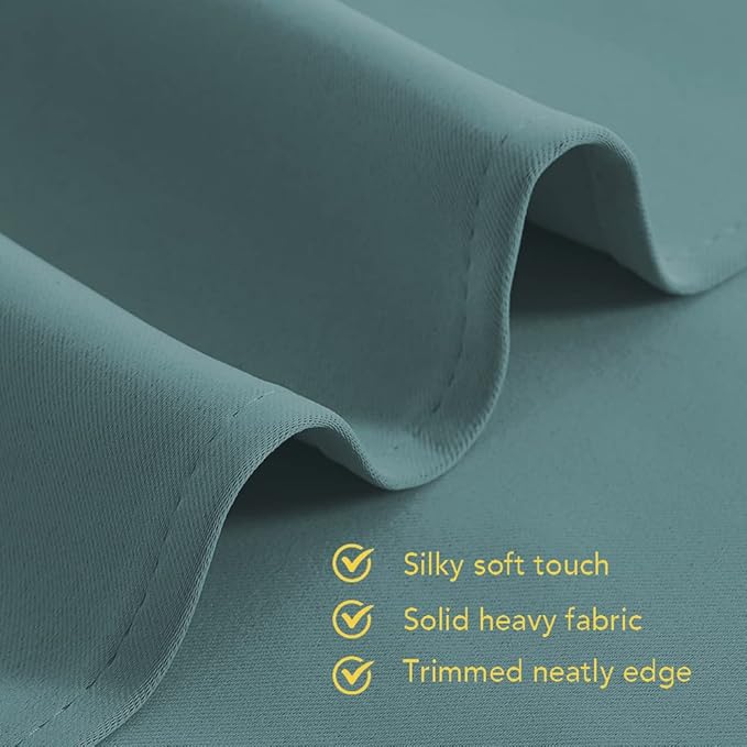NICETOWN Thermal Insulated Greyish Blue Blackout Curtains for Bedroom, Window Treatment Solid Grommet Room Darkening Drape Panels for Bedroom (Set of 2, 70 by 63 inches Long)