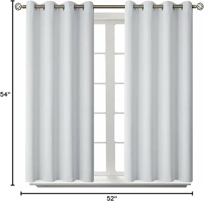 BGment Room Darkening Curtains 54 Inches Long - Grommet Thermal Insulated Drapes Window Treatment Curtains for Bedroom, 2 Panels, 52 x 54 Inch, Greyish White