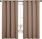 NICETOWN Blackout Window Curtains and Drapes for Kitchen, Window Treatment Thermal Insulated Solid Grommet Blackout Drapery Panels (Set of 2, 55 by 68 inches, Cappuccino)