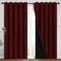Yakamok 100% Blackout Lined Panels, Room Darkening Thermal Insulated Blackout Curtains for Bedroom, Heat Blocking Drapes for Living Room(62Wx84L, Burgundy Red, 2 Panels)