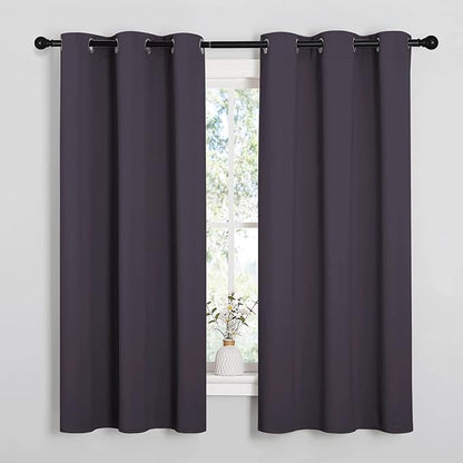 NICETOWN Greyish Purple Blackout Curtains 45 inches Length for Kitchen, 2 Panels, 29" Wide, Thermal Insulated Decoration Drapes for Small Window