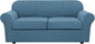 H.VERSAILTEX 3 Piece Stretch Sofa Covers for 2 Cushion Sofa Couch Covers for Living Room Furniture Cover (Base Cover Plus 2 Seat Cushion Covers) Thicker Jacquard Fabric(Large Sofa, Dusty Blue)