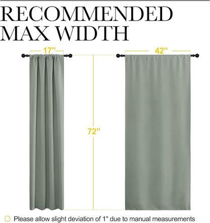 NICETOWN Window Curtains Blackout Drapes - Thermal Insulated Solid Rod Pocket Blackout Curtains/Draperies for Living Room (Greyish Green, One Pair, 42 by 72-Inch)