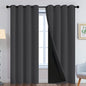 Yakamok 100% Blackout Curtains, 2 Thick Layers Thermal Insulated Total Blackout Drapes for Bedroom, Heat Blocking Window Curtains for Living Room(Charcoal Grey, 52Wx84L, 2 Panels)