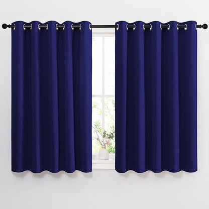 NICETOWN Bedroom Blackout Curtains Panels - Window Treatment Thermal Insulated Solid Grommet Blackout for Living Room (Set of 2, 66 by 54 Inch, Navy Blue)