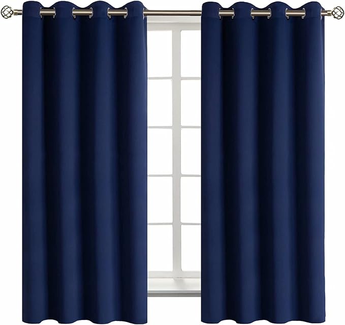 BGment Navy Blackout Curtains for Bedroom - Grommet Thermal Insulated Room Darkening Block Out Curtains for Living Room, Set of 2 Panels (52 x 63 Inch, Dark Blue)