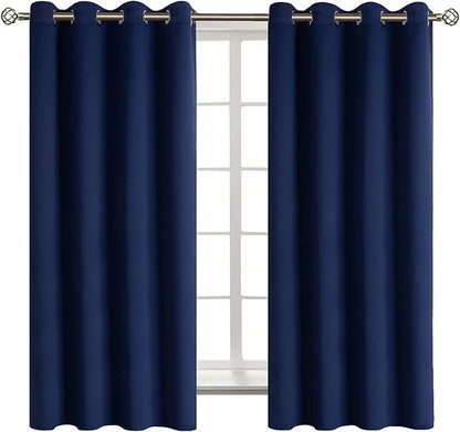 BGment Navy Blackout Curtains for Bedroom - Grommet Thermal Insulated Room Darkening Block Out Curtains for Living Room, Set of 2 Panels (52 x 63 Inch, Dark Blue)