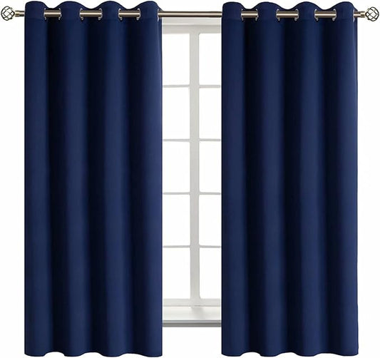 BGment Navy Blackout Curtains for Bedroom - Grommet Thermal Insulated Room Darkening Block Out Curtains for Living Room, Set of 2 Panels (52 x 63 Inch, Dark Blue)