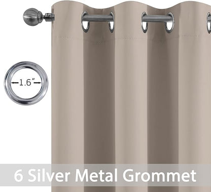 Yakamok Room Darkening Natural Blackout Curtains Thermal Insulated Grommet Curtain Panels for Bedroom, 38W x 72L, Natural, 2 Panels