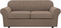 H.VERSAILTEX 3 Piece Stretch Sofa Covers for 2 Cushion Sofa Couch Covers for Living Room Sofa (Base Cover Plus 2 Seat Cushion Covers) Thicker Jacquard Fabric (Large Sofa, Macchiato)