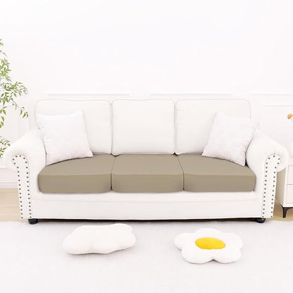 Smiry Printed Couch Cushion Covers, Stretch Soft Couch Covers for Sofa, Washable Non-Slip Sofa Slipcover Furniture Protector for Indoor and Outdoor (3 Pack, Taupe)
