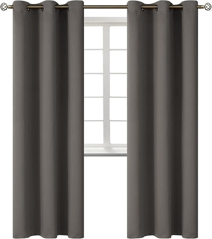 BGment Blackout Curtains for Bedroom - Grommet Thermal Insulated Room Darkening Curtains for Living Room, Set of 2 Panels (38 x 84 Inch, Grey)