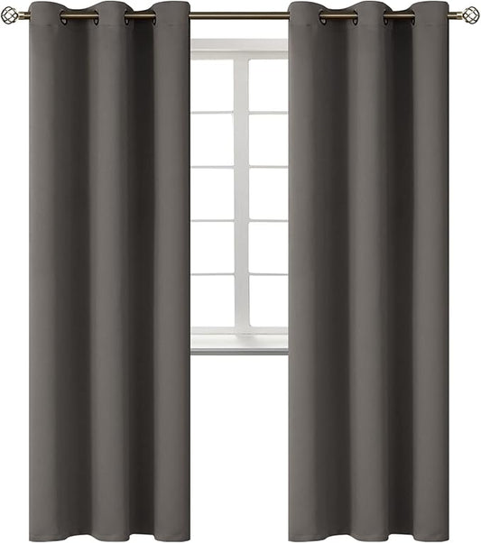 BGment Blackout Curtains for Bedroom - Grommet Thermal Insulated Room Darkening Curtains for Living Room, Set of 2 Panels (38 x 84 Inch, Grey)