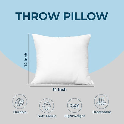 Utopia Bedding Throw Pillows (Set of 1, White) – 14 x 14 Inches Down Alternative Pillows for Bed, Sofa, and Couch - Fluffy Decorative Stuffer Pillow for Indoors & Outdoors
