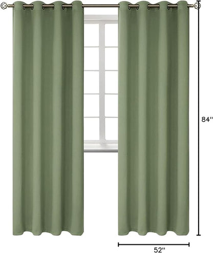 BGment Room Darkening Curtains 84 Inches Long - Grommet Thermal Insulated Drapes Window Treatment Curtains for Bedroom, 2 Panels, 52 x 84 Inch, Grass Green