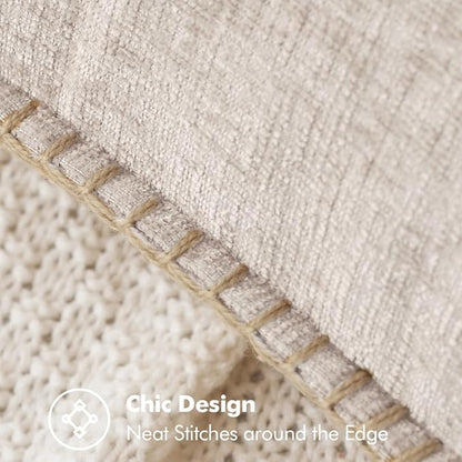 MIULEE Pack of 2 Couch Throw Pillow Covers 18x18 Inch Natural Beige Farmhouse Decorative Pillow Covers with Stitched Edge Taupe Soft Chenille Solid Dyed Pillow Covers for Sofa Bed Living Room