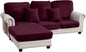 Couch Cover 3-Piece Elastic Velvet Couch Cushion Covers & Chaise Slipcovers for L-Shaped Sofas, Sofa Seat Covers Washable, Soft Cover for Couches (2 Seater + Chaise, Wine)
