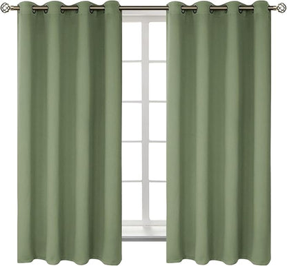 BGment Room Darkening Curtains 63 Inches Long - Grommet Thermal Insulated Drapes Window Treatment Curtains for Bedroom, 2 Panels, 52 x 63 Inch, Grass Green