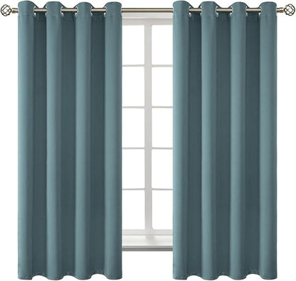 BGment Room Darkening Curtains 63 Inches Long - Grommet Thermal Insulated Drapes Window Treatment Curtains for Bedroom, 2 Panels, 52 x 63 Inch, Stone Blue