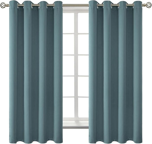 BGment Room Darkening Curtains 63 Inches Long - Grommet Thermal Insulated Drapes Window Treatment Curtains for Bedroom, 2 Panels, 52 x 63 Inch, Stone Blue
