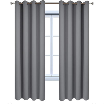 Yakamok Blackout Curtains 96 Inches Thermal Insulated Grey Room Darkening Window Drapes with 8 Grommets Window Treatment Curtain for Living Room Bedroom,52 Inch Width, Set of 2 Gray