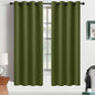 Yakamok Olive Green Blackout Curtains 63 Inches Length with Grommet Green Room Darkening Thermal Insulated Curtain Set of 2 Drapes for Bedroom Living Room, 52W x 63L,2 Panels