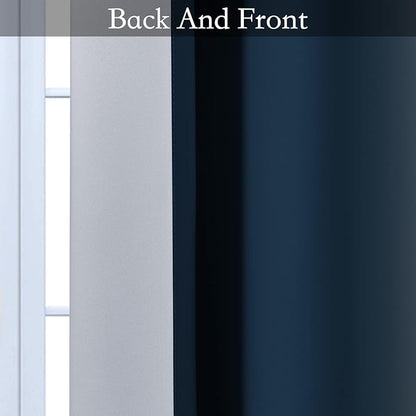 SimpleHome Ombre Room Darkening Curtains for Bedroom, Gradient Navy Blue to Grey White Light Blocking Thermal Insulated Grommet Window Curtains/Drapes for Living Room,2 Panels, 62x96 inches Length