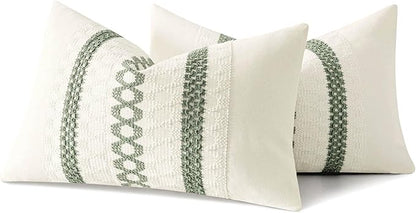 MIULEE Set of 2 Sage Green Boho Decorative Lumbar Pillow Covers 12x20 Inch Farmhouse Rustic Couch Throw Pillows Modern Summer Cushion Covers Retro Cute Macrame Woven Spring Decor for Bed Sofa Chair