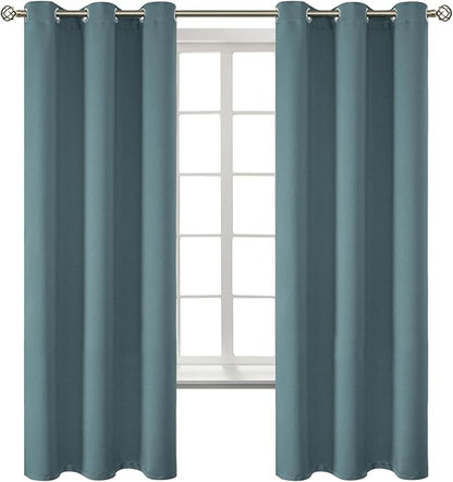 BGment Room Darkening Curtains 63 Inches Long - Grommet Thermal Insulated Drapes Window Treatment Curtains for Bedroom, 2 Panels, 42 x 63 Inch, Stone Blue