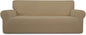 Easy-Going Stretch Oversized Sofa Slipcover 1-Piece Sofa Cover Furniture Protector Couch Soft with Elastic Bottom for Kids, Polyester Spandex Jacquard Fabric Small Checks Tan