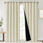 NICETOWN Living Room Completely Shaded Draperies, Privacy Protection & Noise Reducing Ring Top Drapes, Black Lined Insulated Window Treatment Curtain Panels (Beige, 2 Pieces, W70 x L84)
