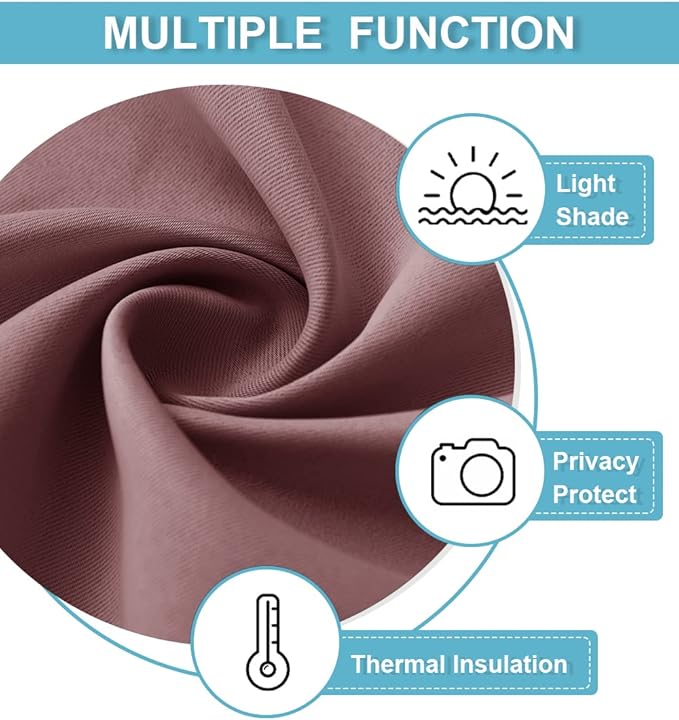 RYB HOME Large Blackout Curtains for Bedroom 84 inches Long 2 Panels Set, Privacy Thermal Insultaed Sunlignt Heat Blocking Drapes for Sliding Patio Door, Width 70 by Length 84, Dusty Rose