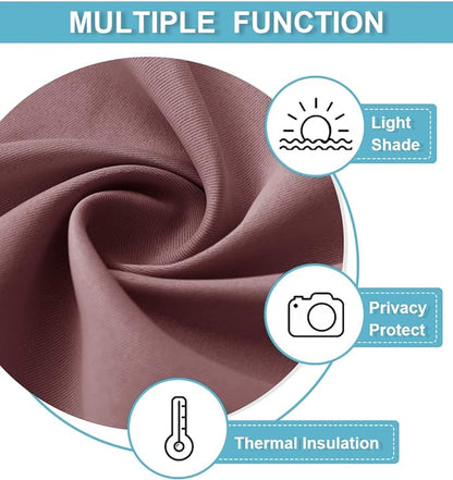 RYB HOME Short Blackout Curtains for Small Window, Sunmmer Heat Light Blocking Privacy Protection Curtains for Sunroom Laundry Room Stair Window, Width 52 by Length 36, Dusty Rose, Set of 2