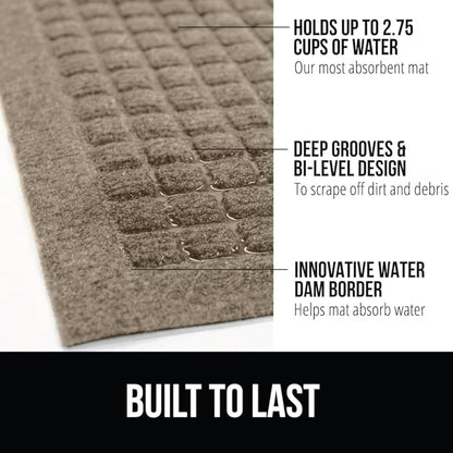 GORILLA GRIP® Ultra Absorbent Front Door Mat Outside Entrance 72x24, Traps Dirt and Moisture, HydroABSORB Indoor Outdoor Doormat Holds Up to 2.75 Cups Water, Stain and Fade Resistant Welcome Mat Beige