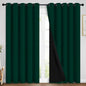 Yakamok 100% Blackout Curtain for Bedroom,Thermal Insulated Drapes with Black Liner Full Room Darkening Energy Efficiency Window Curtains for Living Room(70Wx84L,Dark Green, 2 Panels)