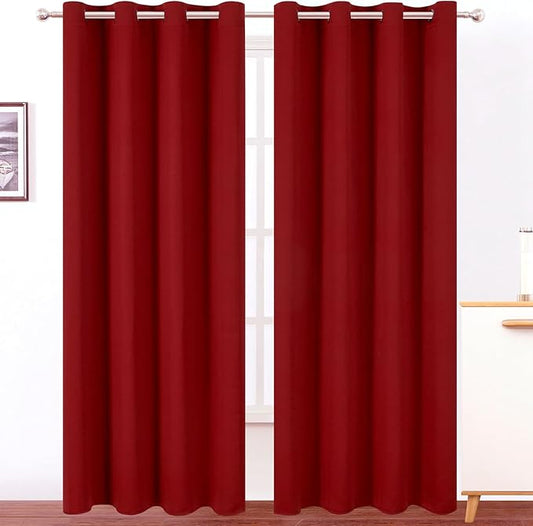 LEMOMO Blackout Curtains 52 x 90 Inch Long Red Curtains Set of 2 Panels Room Darkening Curtains for Bedroom and Living Room