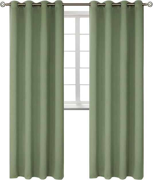 BGment Room Darkening Curtains 95 Inches Long - Grommet Thermal Insulated Drapes Window Treatment Curtains for Bedroom, 2 Panels, 52 x 95 Inch, Grass Green