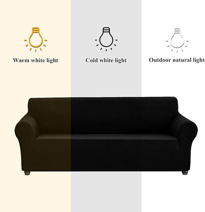 Joccun Stretch Couch Cover Slipcovers, 1-Piece Sofa Covers for 3 Cushion Couch Spandex Jacquard Washable Furniture Protector Cover for Living Room,Kids,Pets(Sofa,Black)