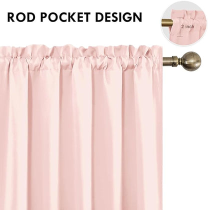 DWCN Blackout Curtains for Living Room Thermal Insulated, Energy Saving & Noise Reducing Bedroom Curtains, Blush Pink, W 70x L 72 Inch, Set of 2 Rod Pocket Curtain Panels