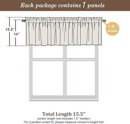 Chyhomenyc Sheer Taupe Valances for Windows 2 Pack, Small Window Curtains for Living Room Bathroom Laundry Basement, Modern Rod Pocket Voile Curtains, 42Wx14L inches